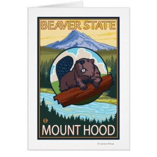 Beaver & Mt. Hood, OregonVintage Travel Poster