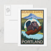Beaver & Mt. Hood - Portland, Oregon Briefkaart (Voorkant / Achterkant)