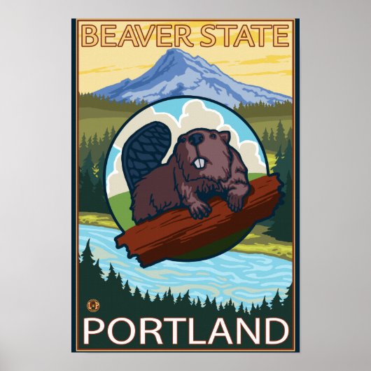 Beaver & Mt. Hood - Portland, Oregon Poster (Voorkant)