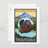 Beaver & Mt. Hood - Troutdale, Oregon Briefkaart (Voorkant / Achterkant)