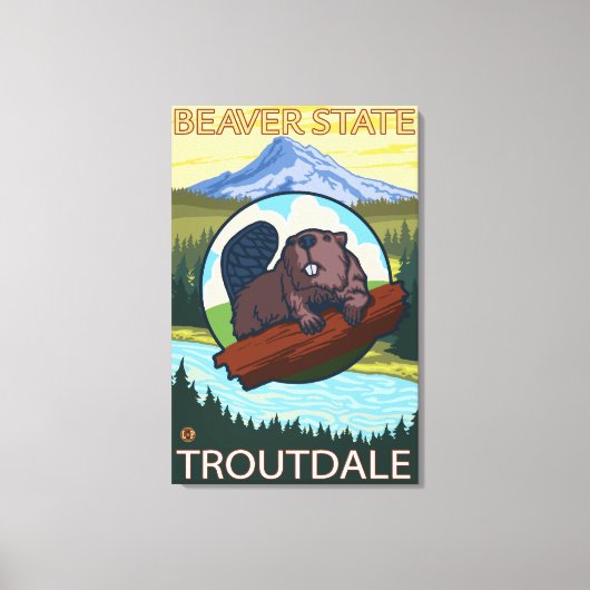 Beaver & Mt. Hood - Troutdale, Oregon Canvas Afdruk (Voorkant)