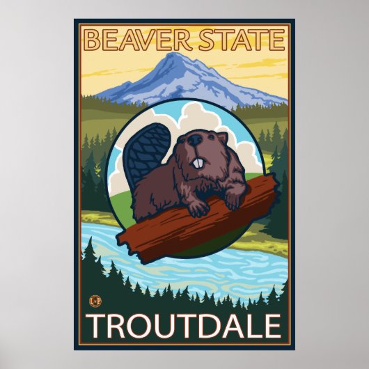 Beaver & Mt. Hood - Troutdale, Oregon Poster (Voorkant)