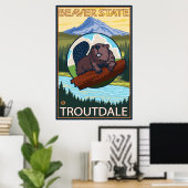 Beaver & Mt. Hood - Troutdale, Oregon Poster (Thuiskantoor)