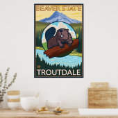 Beaver & Mt. Hood - Troutdale, Oregon Poster (Keuken)