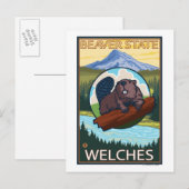 Beaver & Mt. Hood - Welches, Oregon Briefkaart (Voorkant / Achterkant)