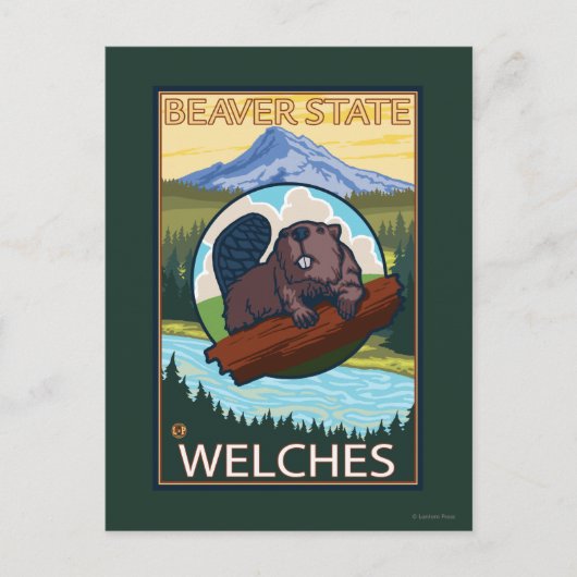 Beaver & Mt. Hood - Welches, Oregon Briefkaart (Voorkant)