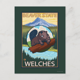 Beaver & Mt. Hood - Welches, Oregon Briefkaart