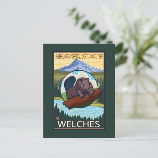 Beaver & Mt. Hood - Welches, Oregon Briefkaart (Staand voorkant)