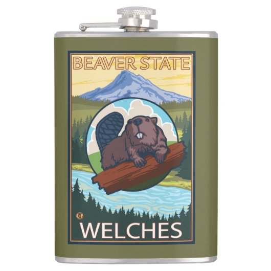 Beaver & Mt. Hood - Welches, Oregon Heupfles (Voorkant)