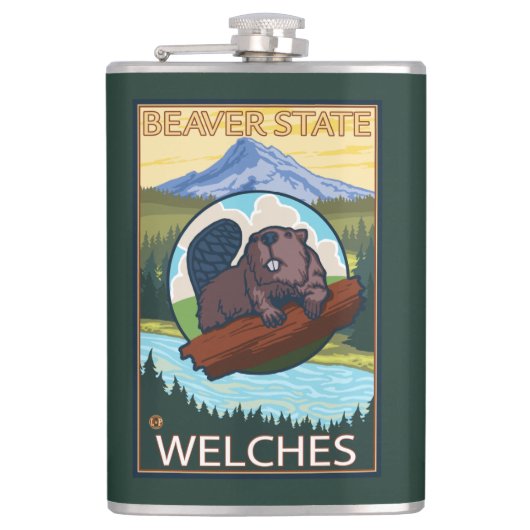 Beaver & Mt. Hood - Welches, Oregon Heupfles (Voorkant)