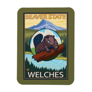 Beaver & Mt. Hood - Welches, Oregon Magneet