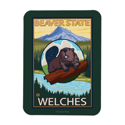 Beaver & Mt. Hood - Welches, Oregon Magneet (Verticaal)