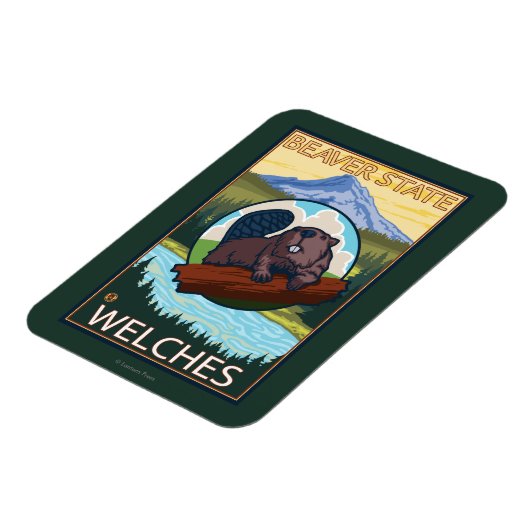 Beaver & Mt. Hood - Welches, Oregon Magneet (Linkerzijde)