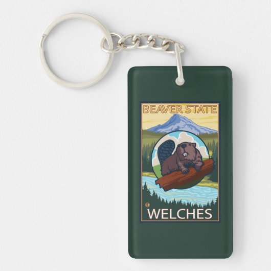 Beaver & Mt. Hood - Welches, Oregon Sleutelhanger (Voorkant)