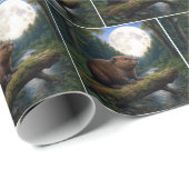 Beaver On a River Log in the Moonlight Cadeaupapier (Rol Hoek)