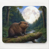 Beaver On a River Log in the Moonlight Muismat (Voorkant)