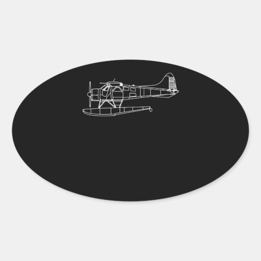 Beaver on Floats Zee Planet Pilot Front & Back Ovale Sticker (Voorkant)