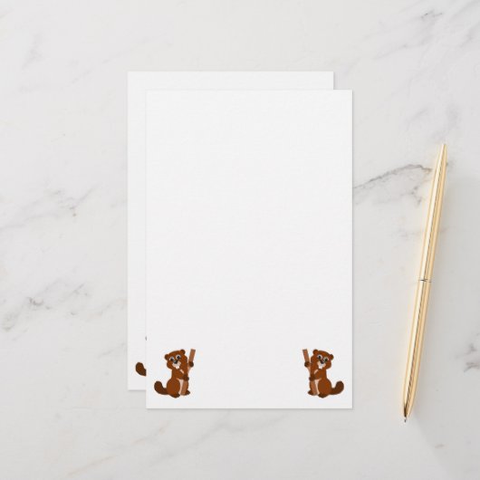Beaver-ontwerp Briefpapier (Voorkant / Achterkant in situ)
