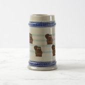 Beaver op blauwe strepen bierpul (Center)