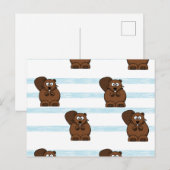 Beaver op blauwe strepen briefkaart (Voorkant / Achterkant)