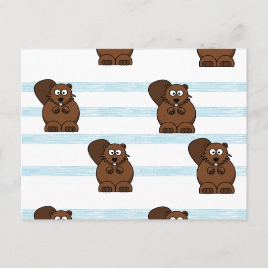 Beaver op blauwe strepen briefkaart (Voorkant)