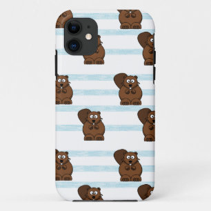 Beaver op blauwe strepen Case-Mate iPhone case