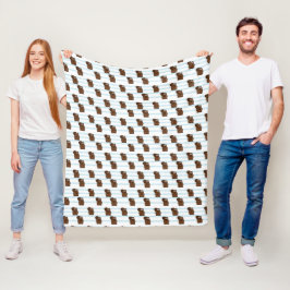 Beaver op blauwe strepen fleece deken