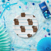 Beaver op blauwe strepen papieren bordje (Feest)
