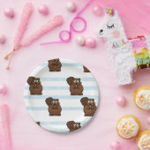 Beaver op blauwe strepen papieren bordje (Feest)