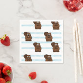 Beaver op blauwe strepen servet (Insitu)