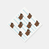 Beaver op blauwe strepen servet (Hoek)