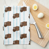 Beaver op blauwe strepen theedoek (Quarter Fold)