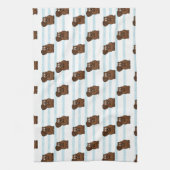Beaver op blauwe strepen theedoek (Verticaal)