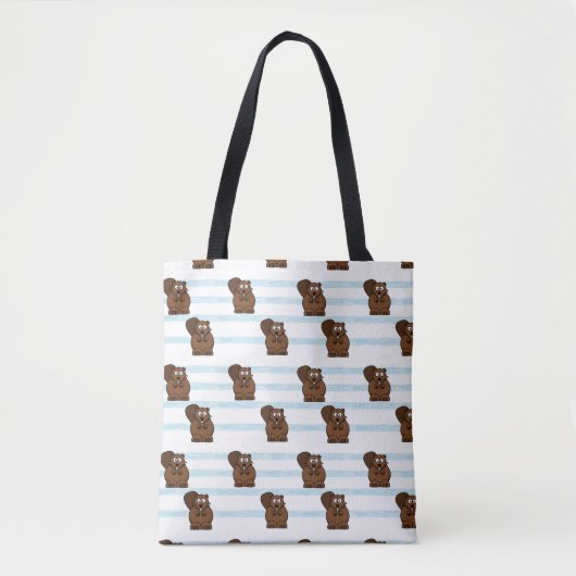 Beaver op blauwe strepen tote bag (Voorkant)