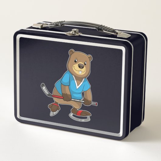 Beaver op ijshockey met ijshockeystick (Voorkant)