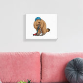 Beaver op ijshockey met ijshockeystick canvas afdruk (Insitu (Woonkamer))