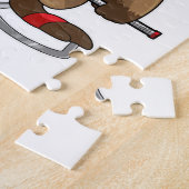 Beaver op ijshockey met ijshockeystick legpuzzel (Zijkant)