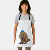 Beaver op ijshockey met ijshockeystick schort (Insitu)