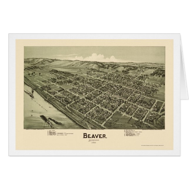 Beaver, PA Panorama Map - 1900 (Voorkant Horizontaal)