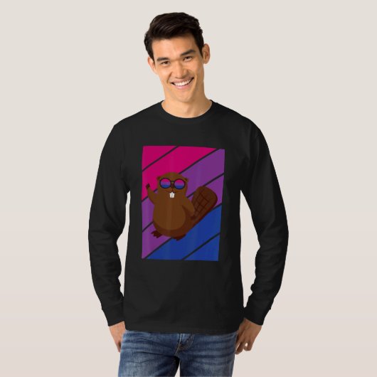 Beaver Pride Bisexual Flag LGBTQ Proud Ally Pride  T-shirt (Voorkant volledig)