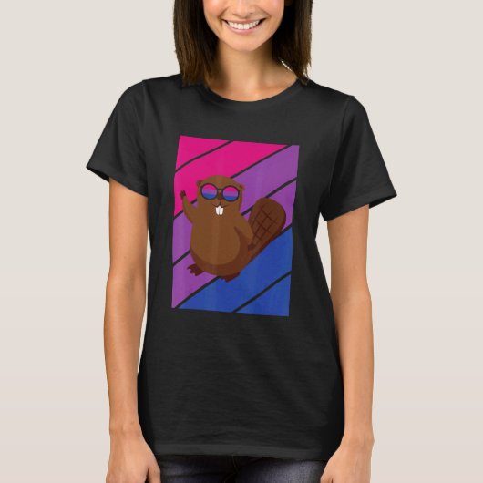 Beaver Pride Bisexual Flag LGBTQ Proud Ally Pride T-shirt (Voorkant)