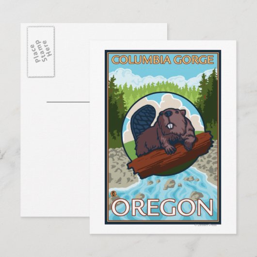 Beaver & River - Columbia Gorge, Oregon Briefkaart (Voorkant / Achterkant)