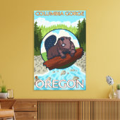 Beaver & River - Columbia Gorge, Oregon Canvas Afdruk (Insitu (Woonkamer))