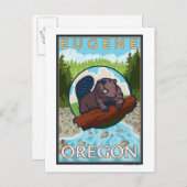Beaver & River - Eugene, Oregon Briefkaart (Voorkant / Achterkant)