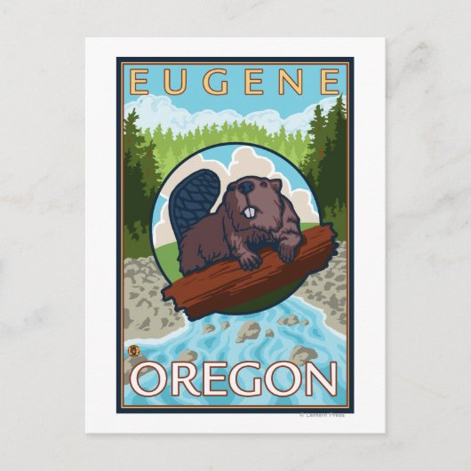 Beaver & River - Eugene, Oregon Briefkaart (Voorkant)
