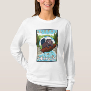 Beaver & River - Eugene, Oregon T-shirt
