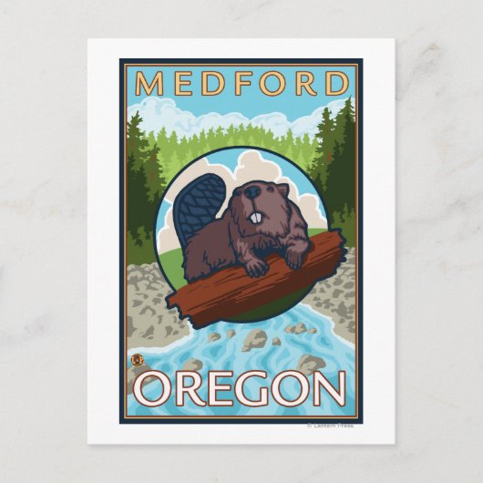 Beaver & River - Medford, Oregon Briefkaart (Voorkant)