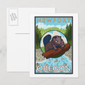 Beaver & River - Newport, Oregon Briefkaart (Voorkant / Achterkant)