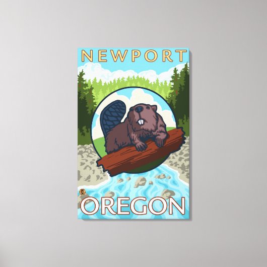 Beaver & River - Newport, Oregon Canvas Afdruk (Voorkant)