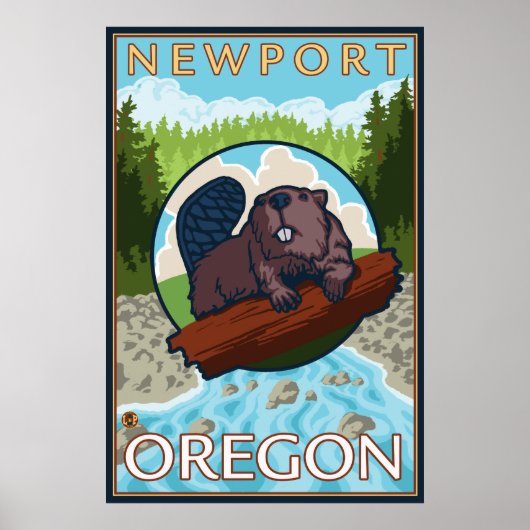 Beaver & River - Newport, Oregon Poster (Voorkant)